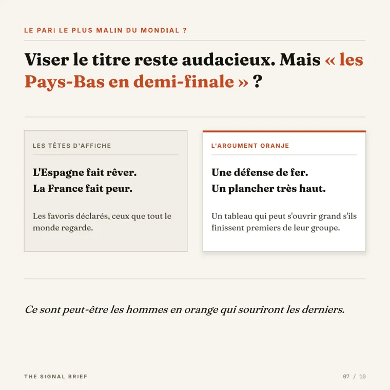 Opus + pptx — the most design-faithful slide in the whole benchmark: terracotta accent line, a card with a 1px top-border, an italic pull-line, sharp corners. Opus implemented the design system's component specs by hand.